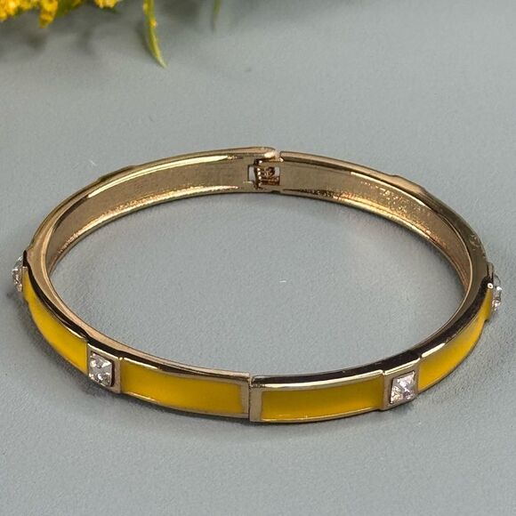 Nordstrom Hinged Yellow Bangle Bracelet with Crystals - Picture 2 of 8